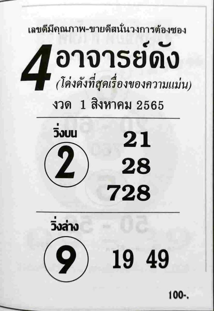 หวยเด็ด หวย4อาจารย์ดัง1/8/65