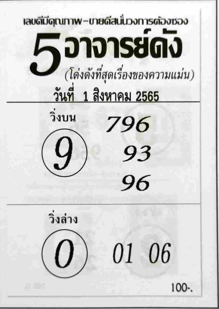 หวยเด็ด หวย 5 อาจารย์ดัง1/8/65