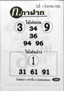 หวยเด็ด หวยก.กาฝาก1/8/65