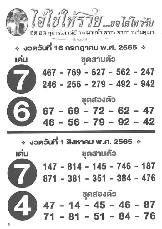 หวยเด็ด ไอ้ไข่ให้รวย 16/07/2565