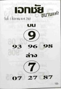 หวยเด็ด หวยเอกชัย1/8/65