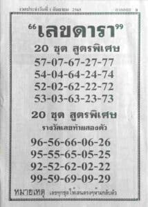 หวยเด็ด เลขดารา1/9/65