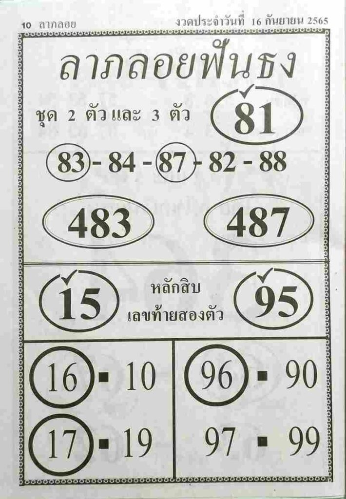 หวยเด็ด หวยลาภลอยฟันธง16-9-65