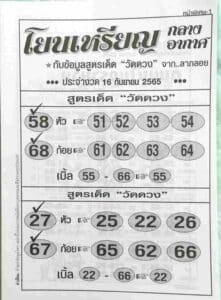 หวยเด็ด หวยโยนเหรียญ16-9-65