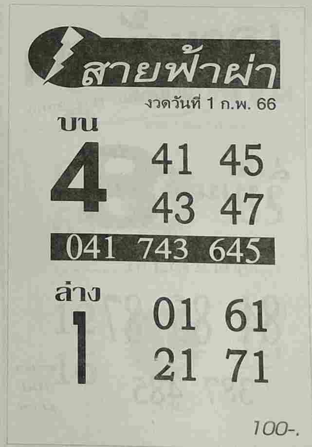 หวยสายฟ้าผ่า 1-2-66