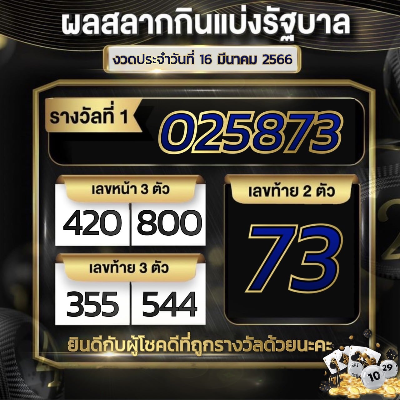 ตรวจหวย 16-3-2566