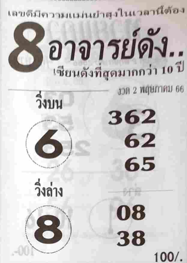 หวย8อาจารย์ดัง 2-5-66