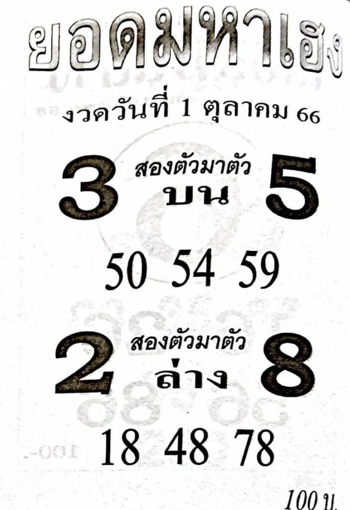 หวยยอดมหาเฮง 1-10-66