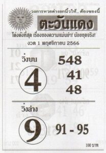หวยตะวันแดง 1-11-66