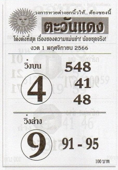 หวยตะวันแดง 1-11-66