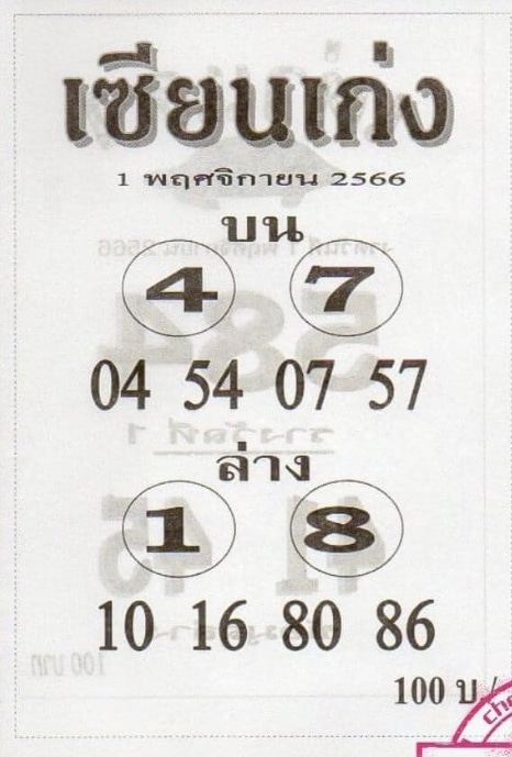 หวยเซียนเก่ง 1-11-66