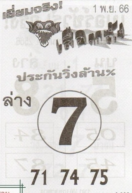 หวยเสือตกถัง 1-11-66