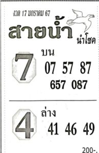 หวยสายน้ำ 17-1-67