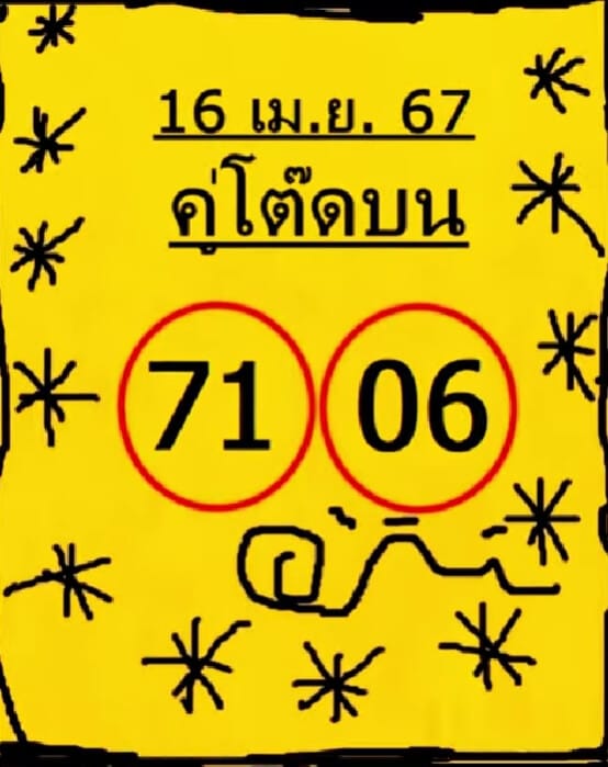 หวยคู่โต๊ดบน 16-4-67